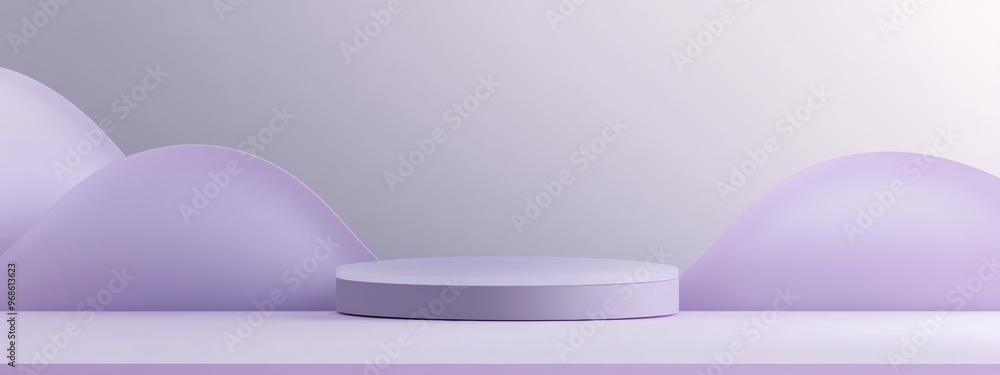 Aufkleber pastel gray-lilac podium with abstract overlapping circular shapes against a solid backdrop. platfor