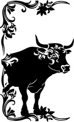 Bull ornament corner border
