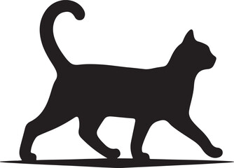 Elegant Cute Cat Silhouette: Graceful and Expressive Vector Art Illustration,