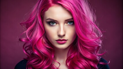 With vibrant pink locks and an unflappable gaze, the young woman embodies confidence and allure, painting a vivid