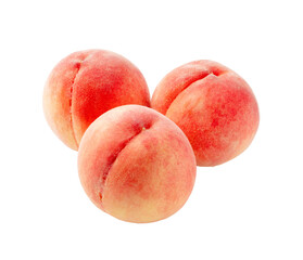 Peaches placed on a white background.