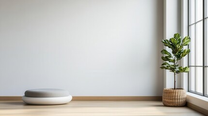 Fototapeta premium Serene minimalist floating meditation room