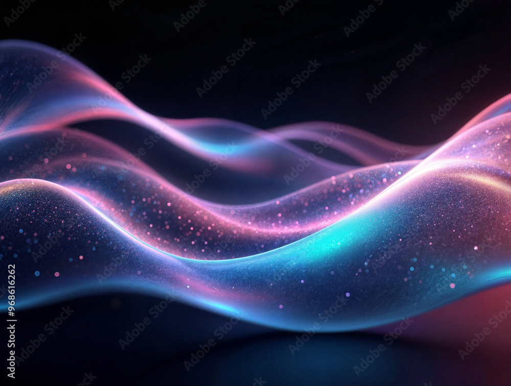 Poster digital wave background with shimmers and bokeh generative ai