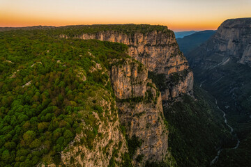  Vikos Gorge from the Oxya Viewpoint in the  national park  in Vikos-Aoos in zagori, northern Greece. Nature landscape