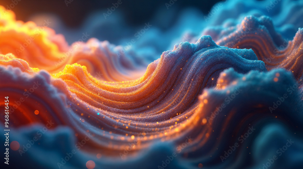 Poster digital wave background with shimmers and bokeh generative ai