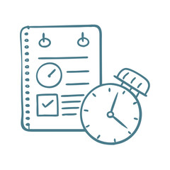 Fototapeta premium Time tracker icon, blue line design, productivity management tool 