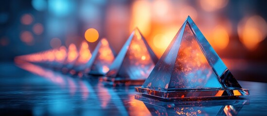 Glass Pyramids Reflecting Warm Lights