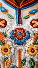 Fototapeta premium Close-up of intricate beadwork on traditional costume
