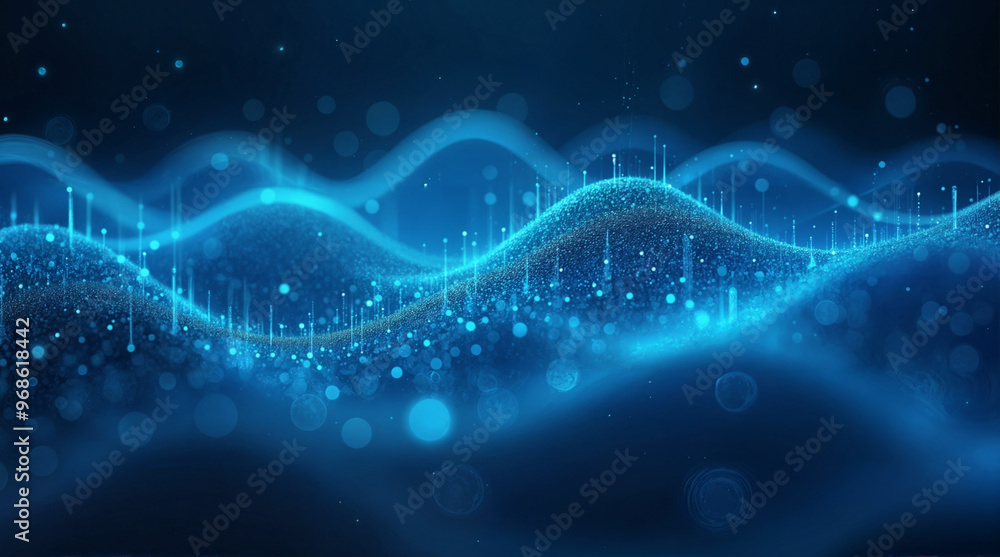 Poster digital wave background with shimmers and bokeh generative ai