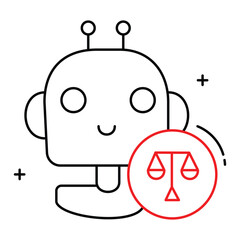 Responsible Robotics and AI Ethics Vector Icon Design, ethical robotics, robot safety, AI regulation, responsible AI, robot
