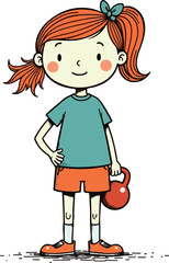 Active Girl Holding Kettlebell