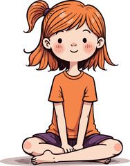 Smiling Girl Sitting Cross-Legged