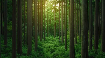 Serene Japanese forest bathing scene