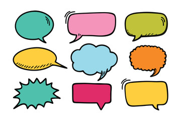 set of hand drawn Speech bubble vector illustration