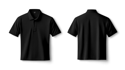 Classic Black Polo Shirt Front and Back View