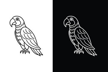 Parrot Line Icon Design. Minimalist Bird Vector for Pet Shops