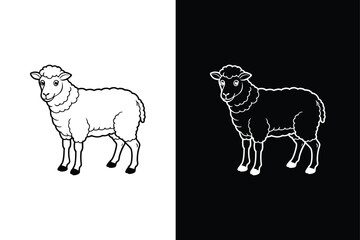Sheep Line Art Silhouette. Elegant Vector Icon Design