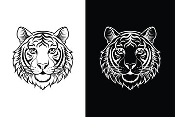 Modern Tiger Head Logo. Minimalist Vector Icon Illustration