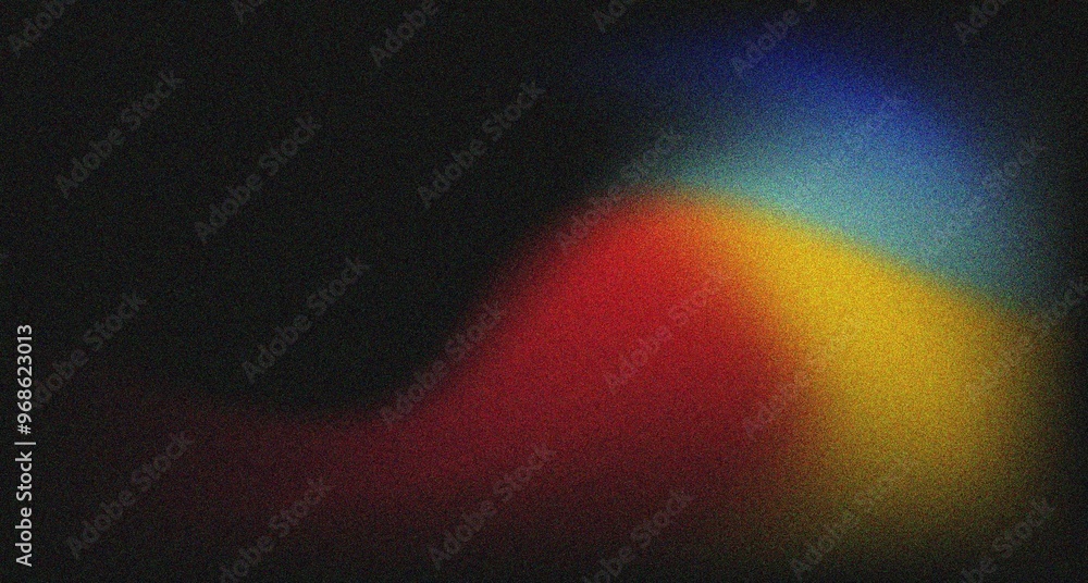 Wall mural abstract background red blue yellow on black abstract glowing color wave dark backdrop noise texture