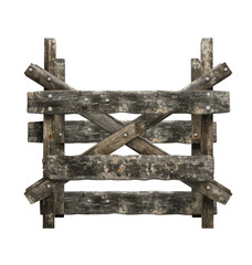 Wooden barricade on a transparent background.