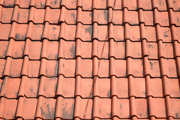 Orange roof tile from the front view
