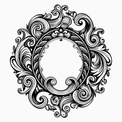 Ornate Vintage Frame Design with Intricate Floral Patterns and Swirls