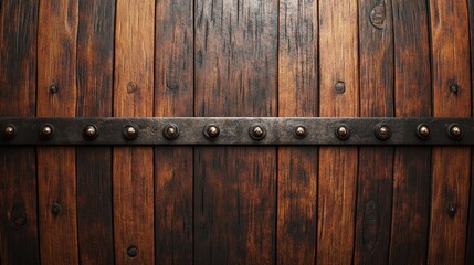 Wooden beer barrel texture background, showcasing fine wood grain and rustic details. 3D rendering.