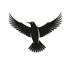 Fototapeta premium Bird silhouette or bird icon, clip art isolated on white background, vector illustration.