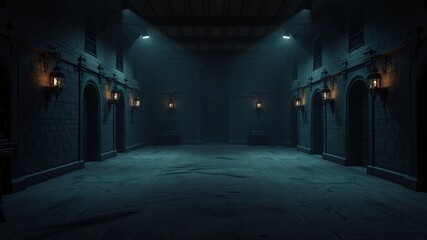 Fototapeta premium alone in the backrooms liminal space 3d render