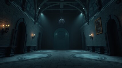 Fototapeta premium alone in the backrooms liminal space 3d render