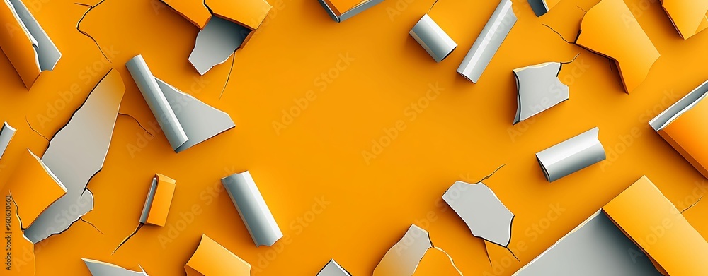 Poster grungy doodle patterned surface in isometric perspective on pastel background with aged tones enhanc