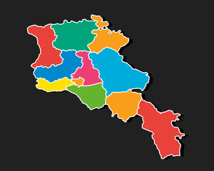 Vector map country Armenia divided on regions