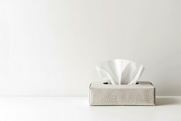 A striking image of an opened tissue box, with the tissues fanning out gracefully against a pristine white background