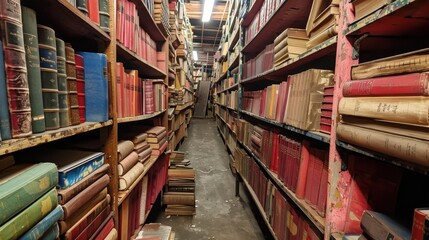 Bookshelves: High, durable structures in wood or metal, designed to hold and display books. They come in different heights and styles, typically organized by genre or author.
