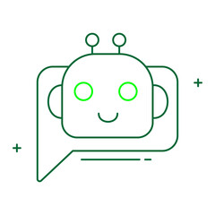 Conversational AI and Chat Bot Vector Icon Design, AI assistant, virtual assistant, chatbot technology, automated responses