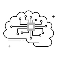 Neural Networks and Digital Brain Vector Icon Design, digital brain, artificial intelligence, AI brain, machine learning, cognitive computing