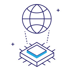 Global Tech and Digital Transformation Vector Icon Design, worldwide technology, global connectivity, international communication