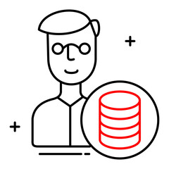 Data Scientist, Big Data and Predictive Analytics Vector Icon Design, AI, Data Analysis, Data Visualization, Algorithms, Business Intelligence