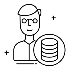 Data Scientist and Analytics Tools Vector Icon Design, Data Analysis, Big Data, Machine Learning, AI, Algorithms, Data Visualization,
