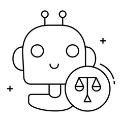 Robot Ethics Vector Icon Design with Editable Stroke, robotics law, AI ethics, artificial intelligence, ethical robotics, ethical AI