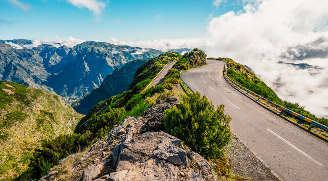 View from Lombo do Mouro road viewpoint near Sao Vicente, Madeira Island, Portugal