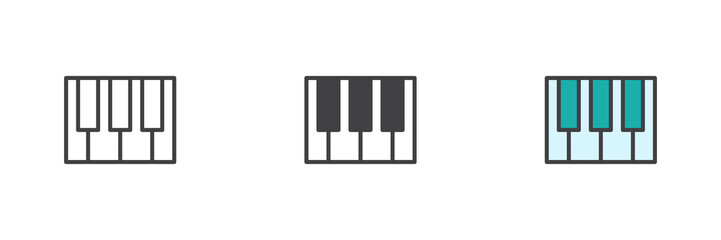Piano keys different style icon set