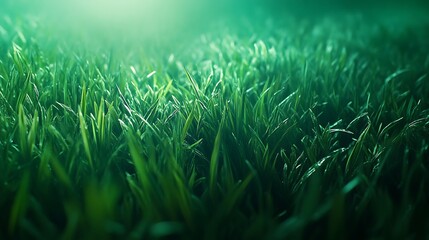 Obraz premium Close-up of Lush Green Grass Blades with Soft Light