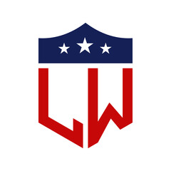 Patriotic LW Logo Design. Letter LW Patriotic American Logo Design for Political Campaign and any USA Event.