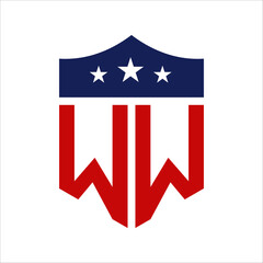 Patriotic WW Logo Design. Letter WW Patriotic American Logo Design for Political Campaign and any USA Event.