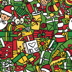 Obraz premium New Year and Christmas 2d cartoon or graphic advertising background, Seamless pattern