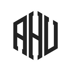 AHU Logo Design. Initial Letter AHU Monogram Logo using Hexagon shape