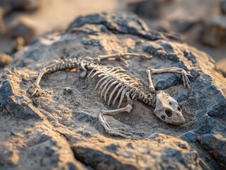 Naklejka premium Fossils embedded in ancient rock, showcasing the exceptional preservation of prehistoric life.