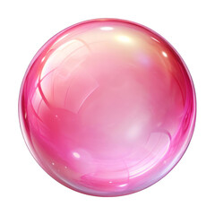 Pink soap bubble isolated on transparent background