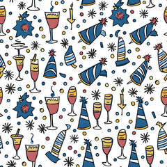 New Year and Christmas 2d cartoon or graphic advertising background, Seamless pattern